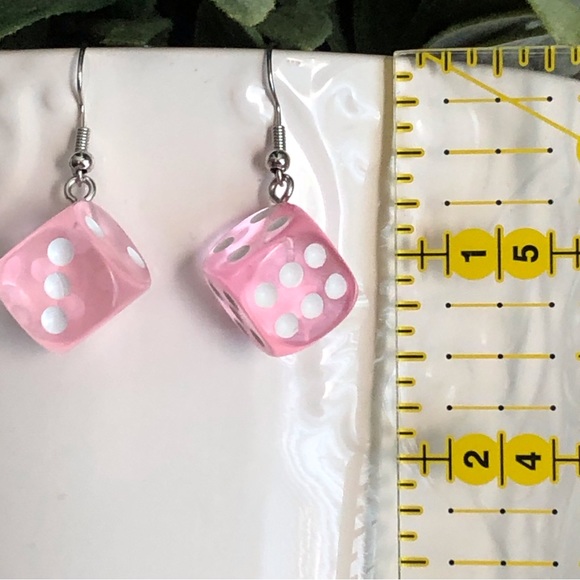 New Dice Lucky Earrings Games Casino Novelty D and D Party Vegas Various Colours - Picture 2 of 6